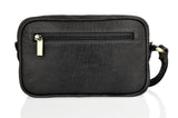 Black Woody Leather Wrist Travel Bag|Bag Garddwn Teithio Lledr Du - Lledar