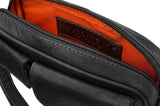 Black Woody Leather Wrist Travel Bag|Bag Garddwn Teithio Lledr Du - Lledar