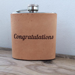 Hip Flask - 'Congratulations'|Fflasg Ledr 'Congratulations'